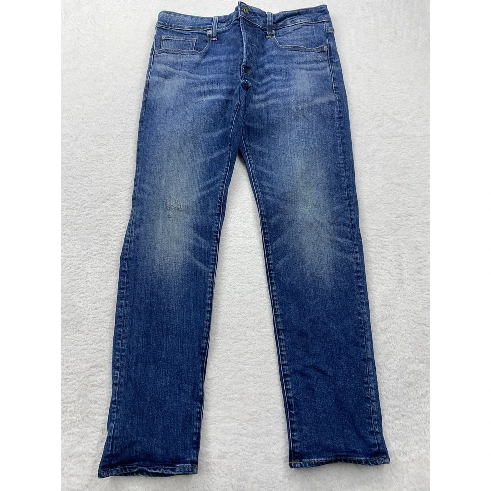G Star Raw 3301 Slim Men's‎ Jeans 31x32 Blue Button Fly Stretch